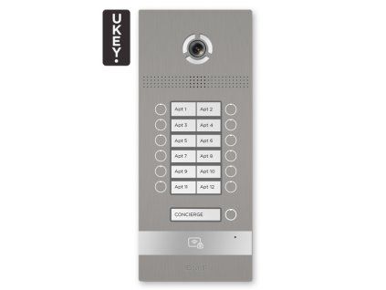 BI-12FB SILVER - Bránový panel IP, 12-bytový, UKEY, SIP 2.0 - BasIP