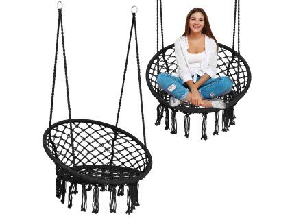 Závěsné houpací křeslo BOHO černé